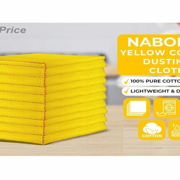 12 PCS (4 Pack) 100% Pure Cotton Yellow Multi-Purpose Dusters Cleaning Cloths - Picture 6 of 11
